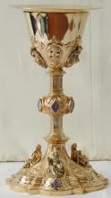 Solid silver gilt antique French Gothic Chalice.